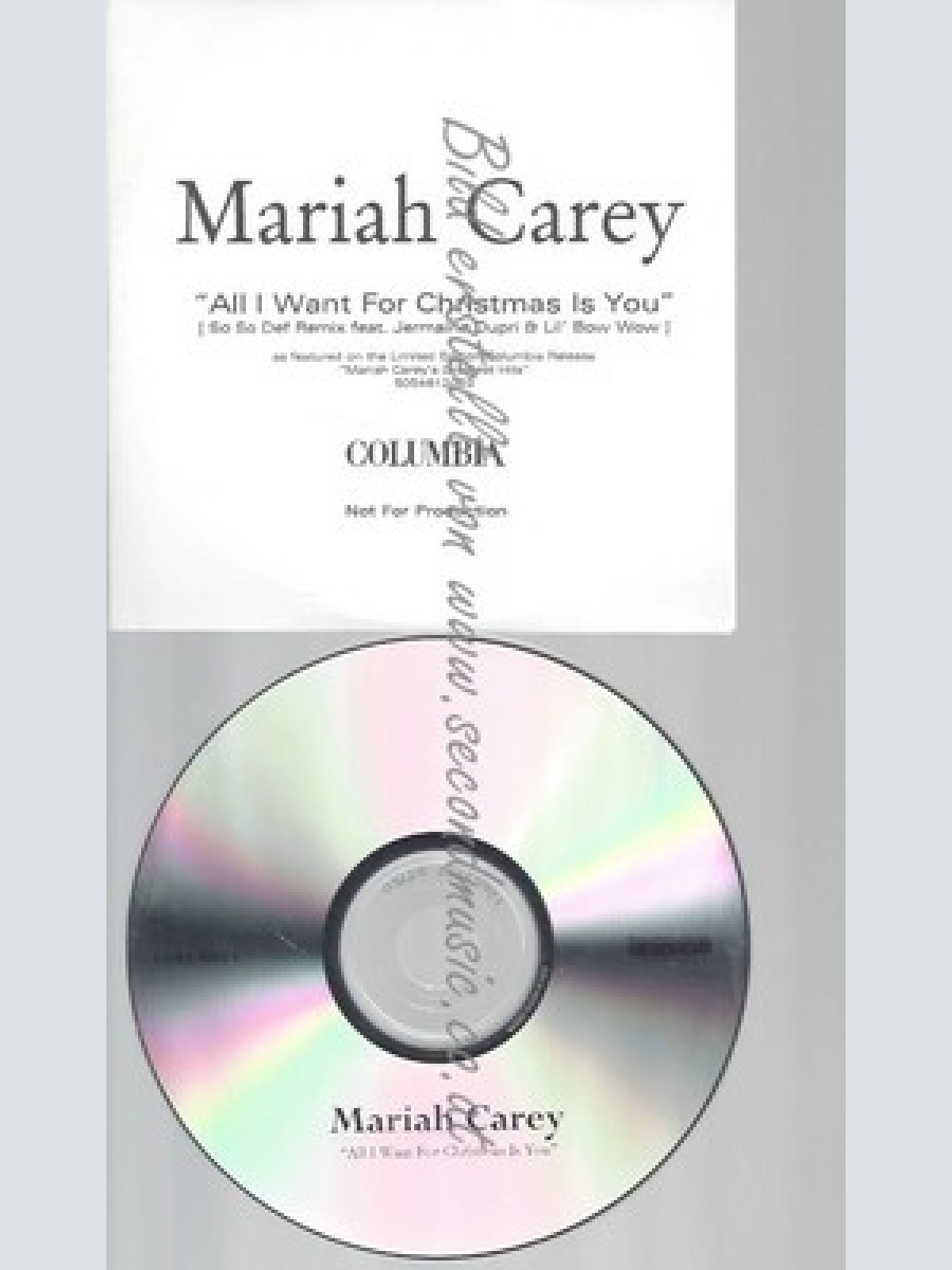 CD--PROMO--MARIAH CAREY--ALL I WANT FOE CHRISTMAS IS YOU--2 TRACKS