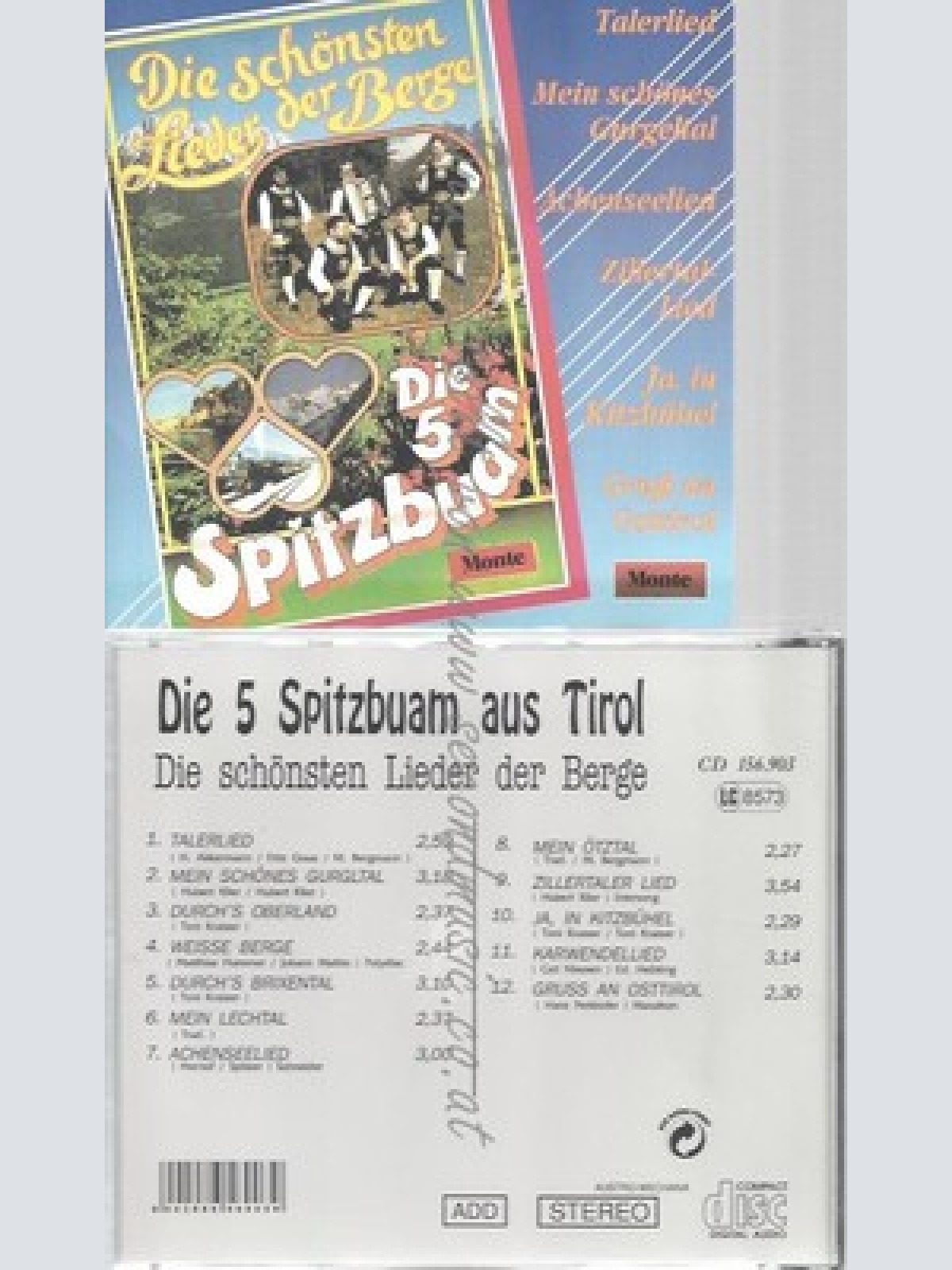 CD--DIE 5 SPITZBUAM--DIE SCHOENSTEN LIEDER DER BERGE