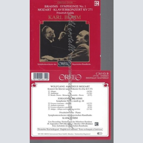 CD--MOZART: KLAVIERKONZERT ES---BRAHMS: SYMPHONIE NR. 1
