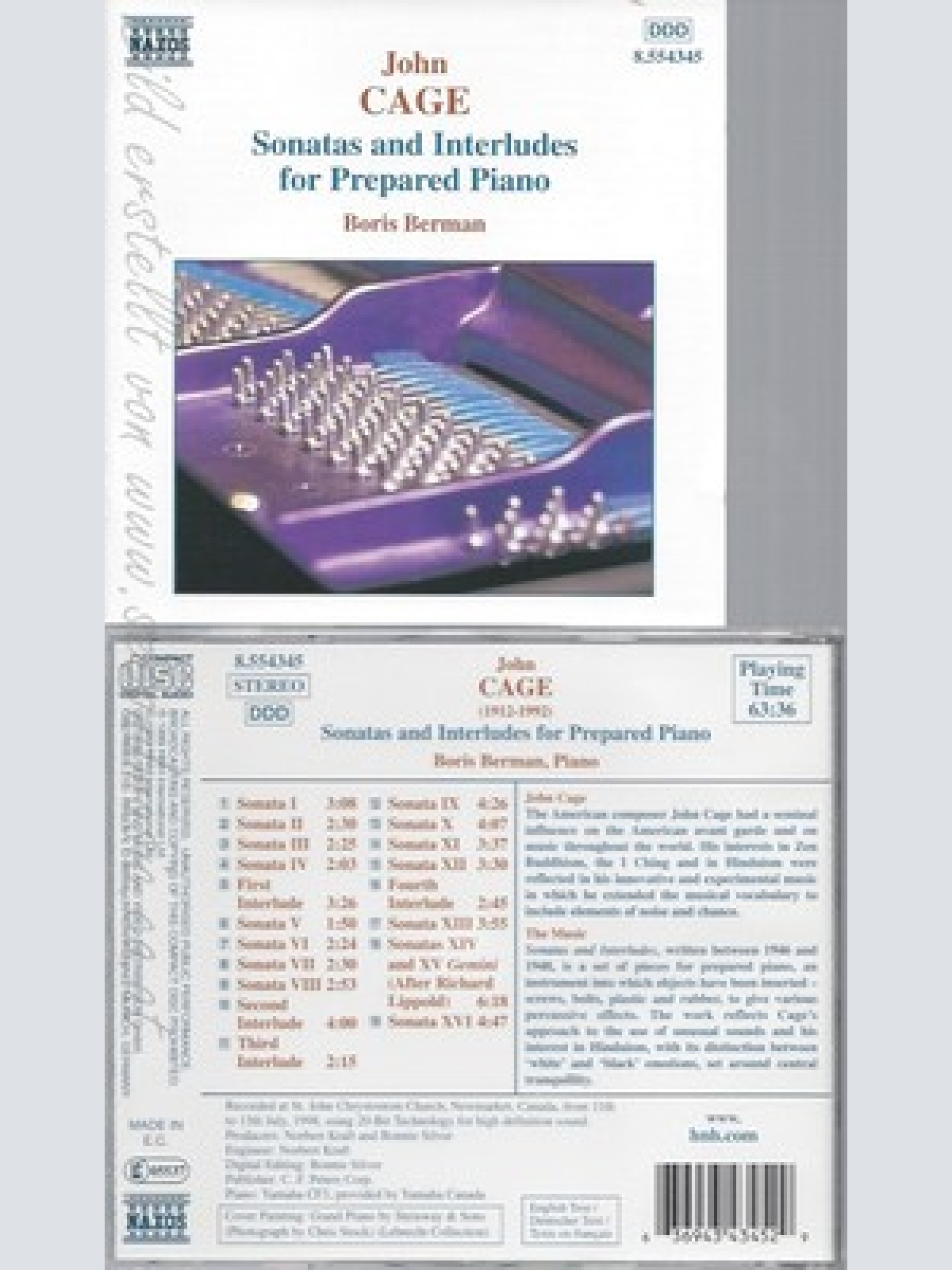 CD--BORIS BERMAN UND JOHN CAGE -- -- -- SONATEN UND INTERLUDIEN FÜR PRÄPARIERTES