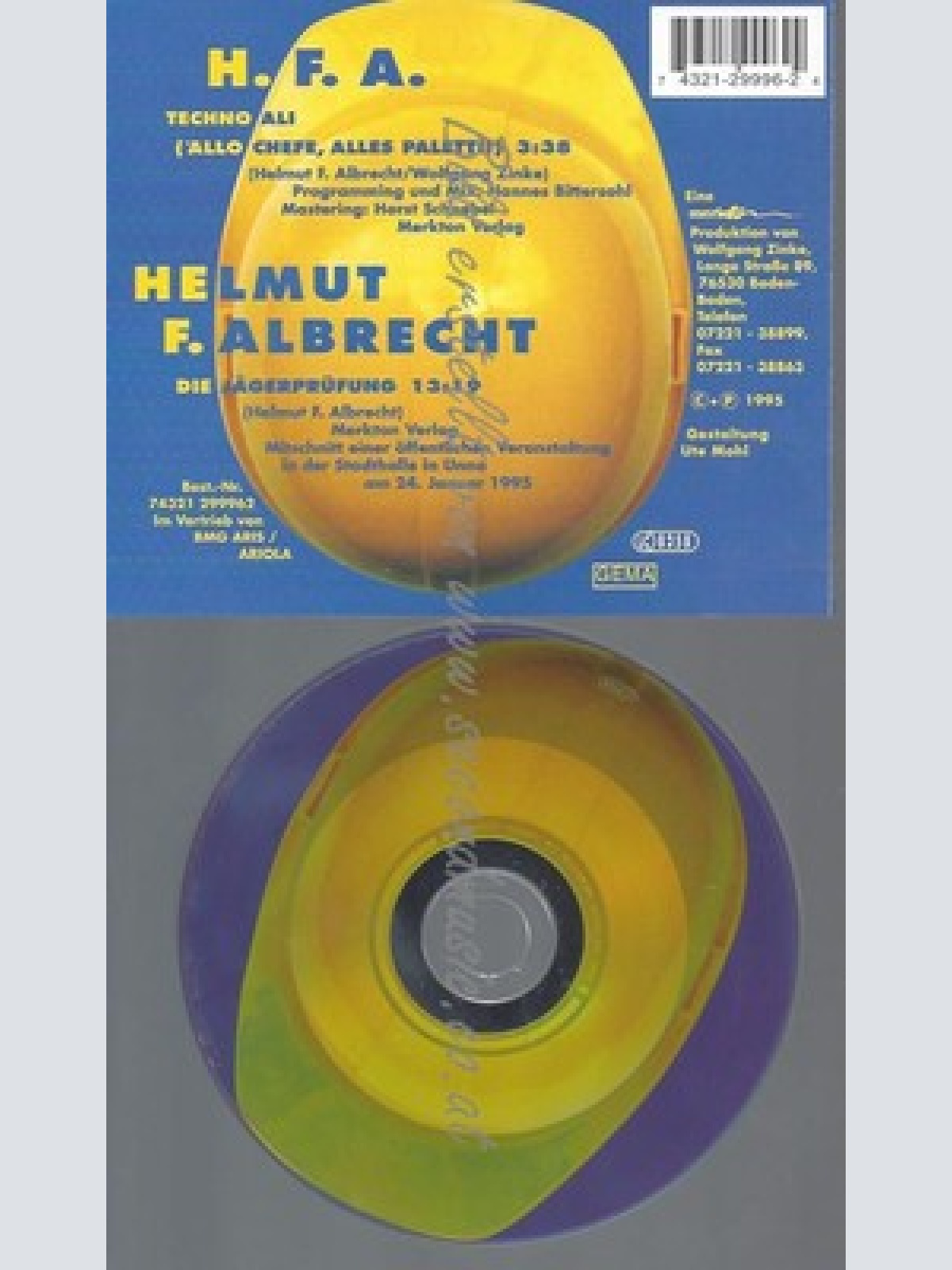 CD--HELMUT F. ALBRECHT -1995- - SINGLE -- TECHNO ALI -ALLO CHEFFE ALLES