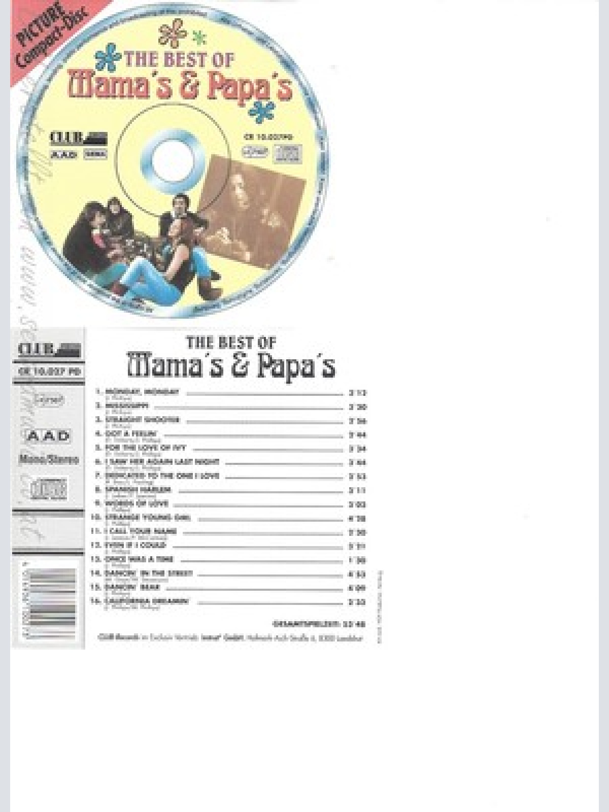 CD--MAMAS & THE PAPAS -- BEST OF --