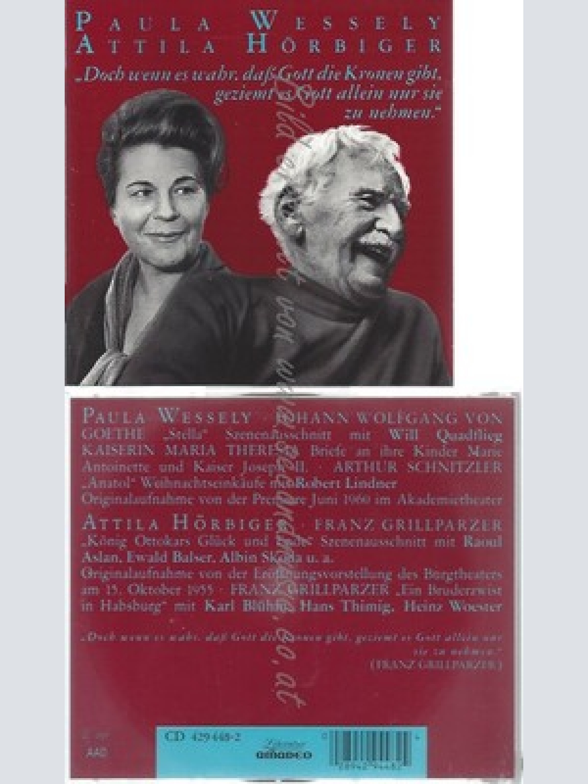 CD--PAUL WESSELY--ATHILA HOERBIGER--LITERATUR