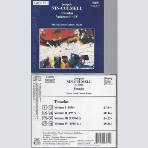 CD--JOAQUIM MARIA NIN--1993-- IMPORT -- TONADAS