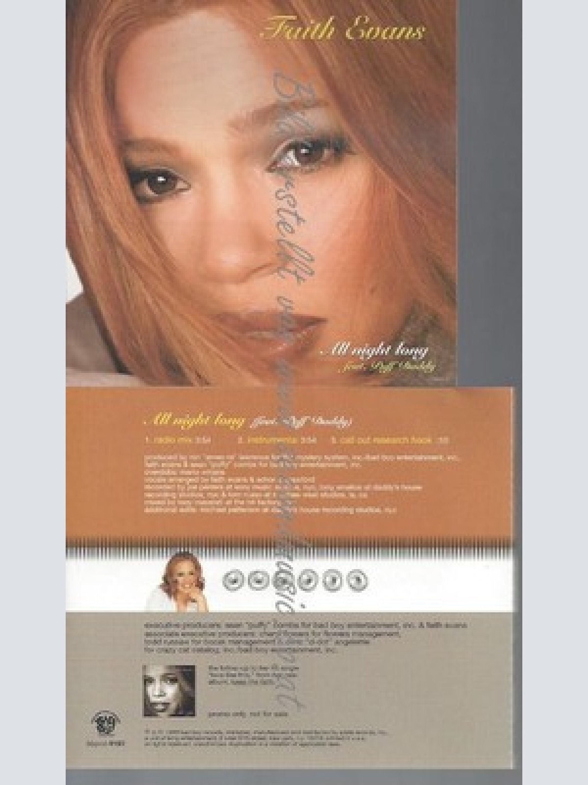 CD--PROMO--FAITH EVANS--ALL NIGHT LONG--3 TRACKS