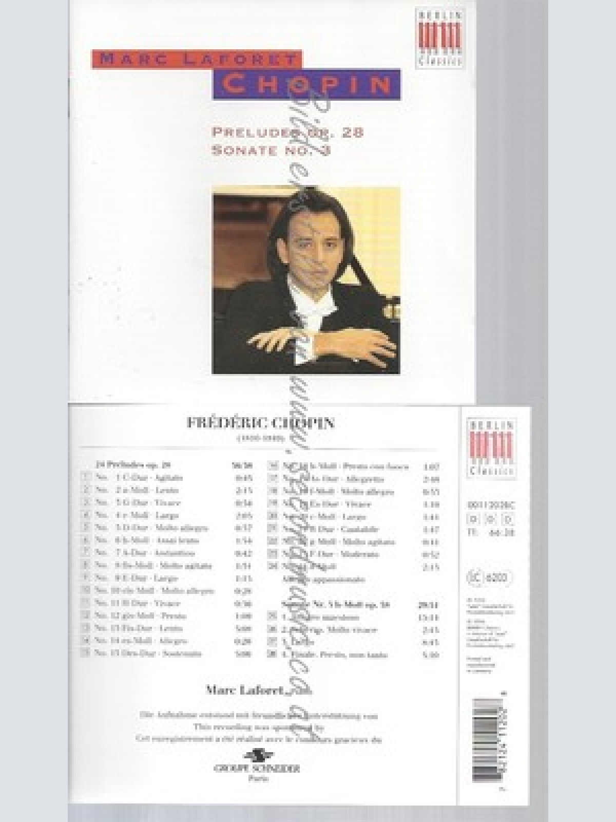 CD--SONATE 3 OP. 58 / MARC LAFORET UND FREDERIC CHOPIN -- -- -- PRELUDES OP. 28