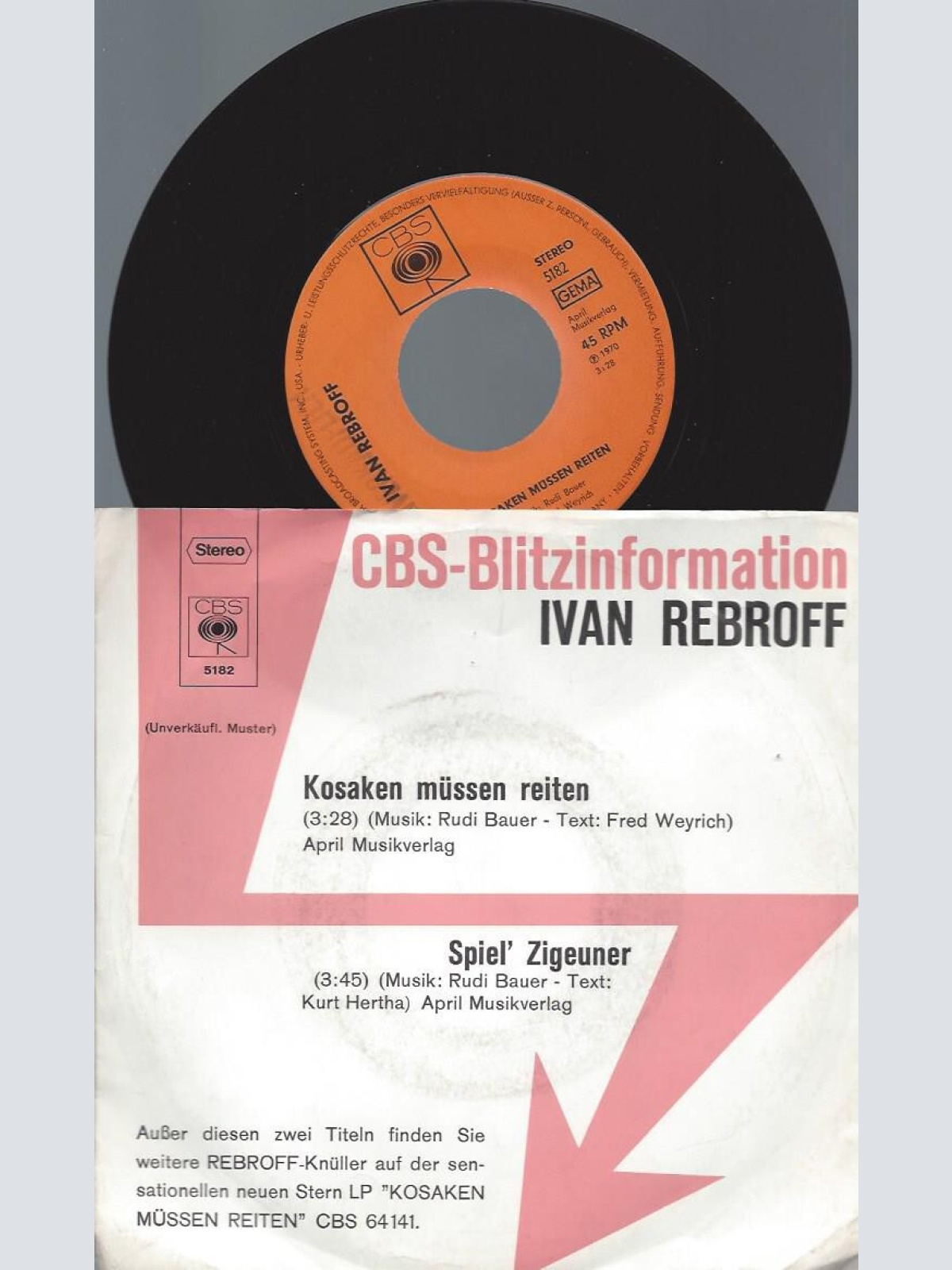 7"  Ivan Rebroff – Kosaken Müssen Reiten / Promo