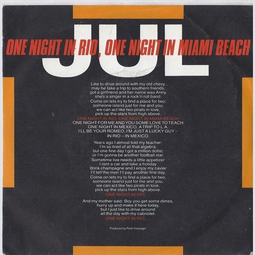 7", Single Jul* - One Night In Rio, One Night In Miami Beach