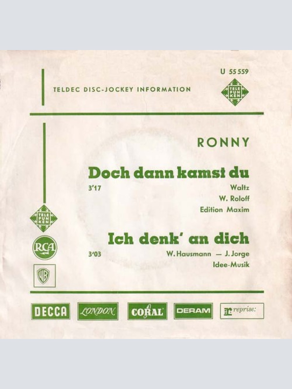 7", Single, Promo Ronny (4) - Doch Dann Kamst Du / Ich Denk' An Dich