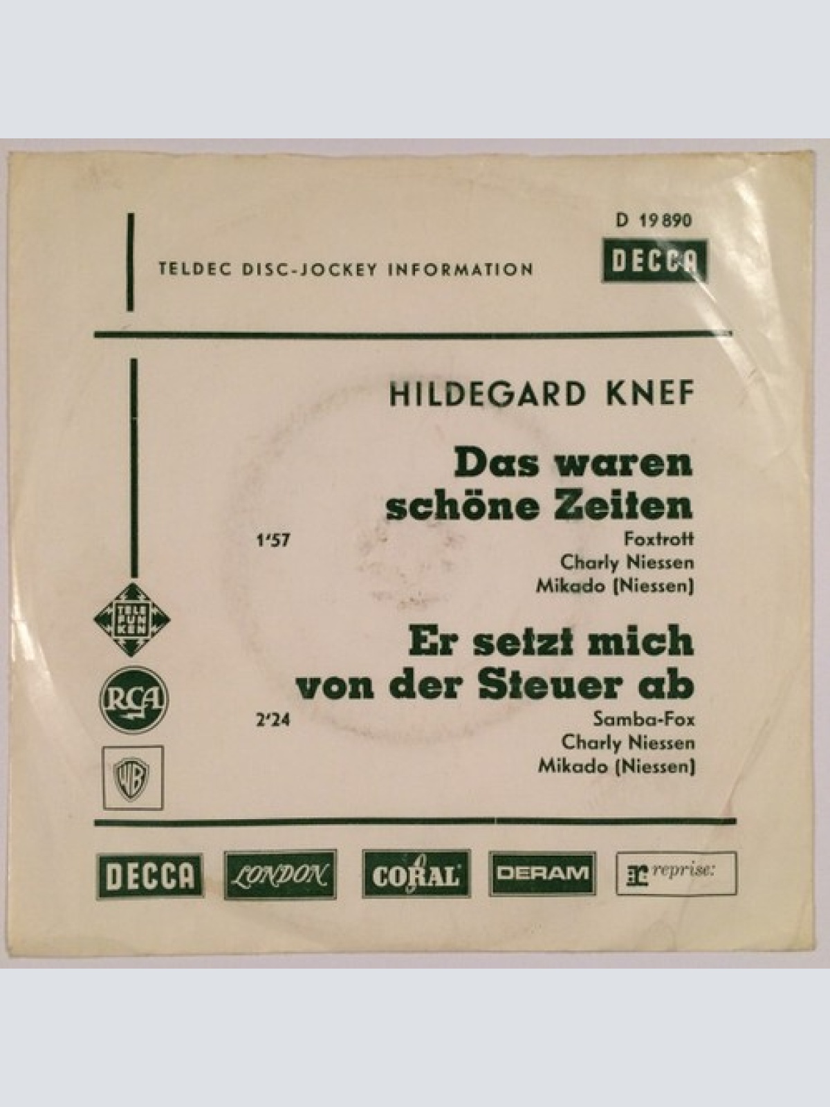 7", Single, Promo Hildegard Knef - Das Waren Schöne Zeiten / Er Setzt Mich Vo...