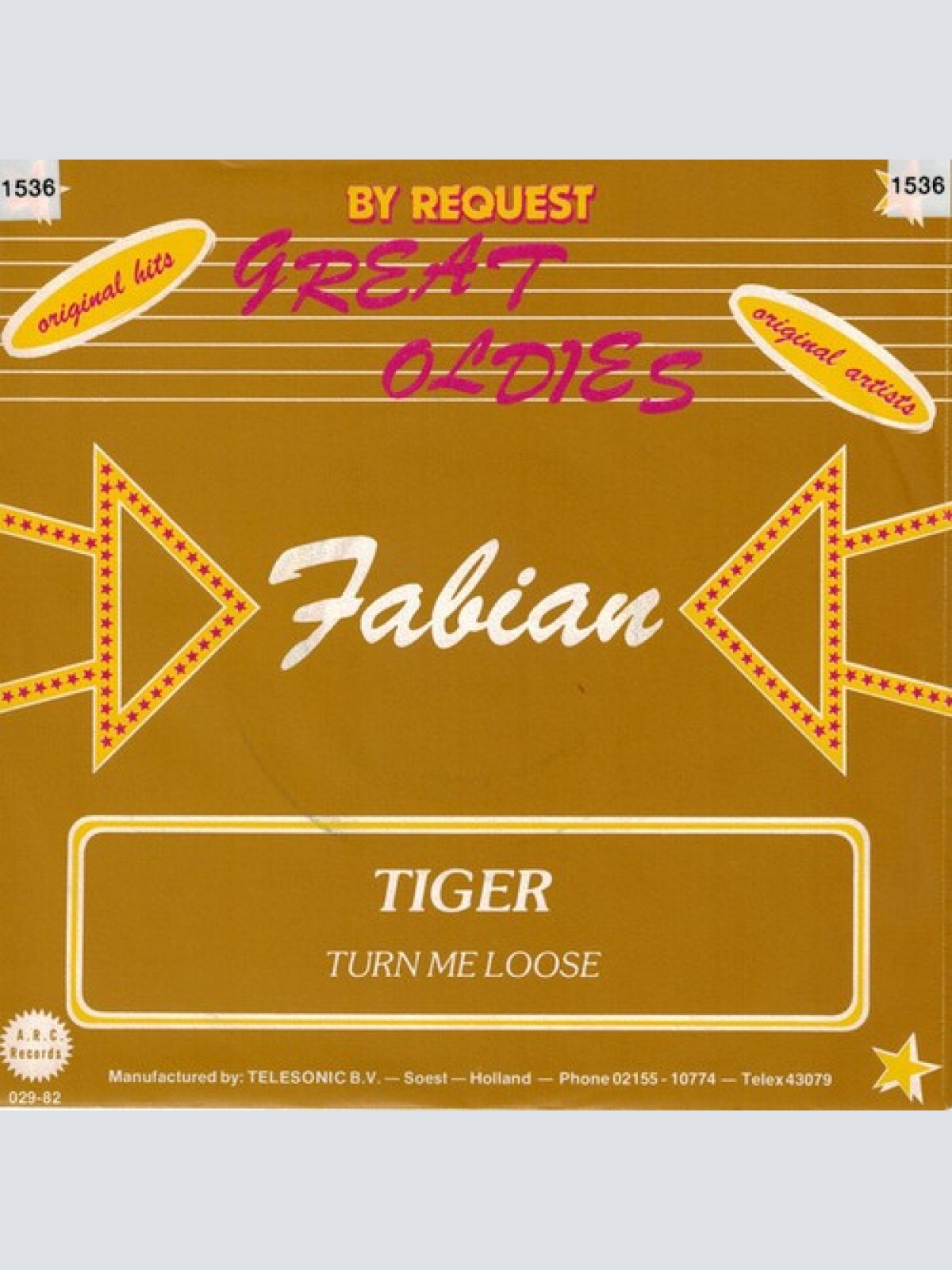 7", Single, Red Fabian (6) - Tiger / Turn Me Loose