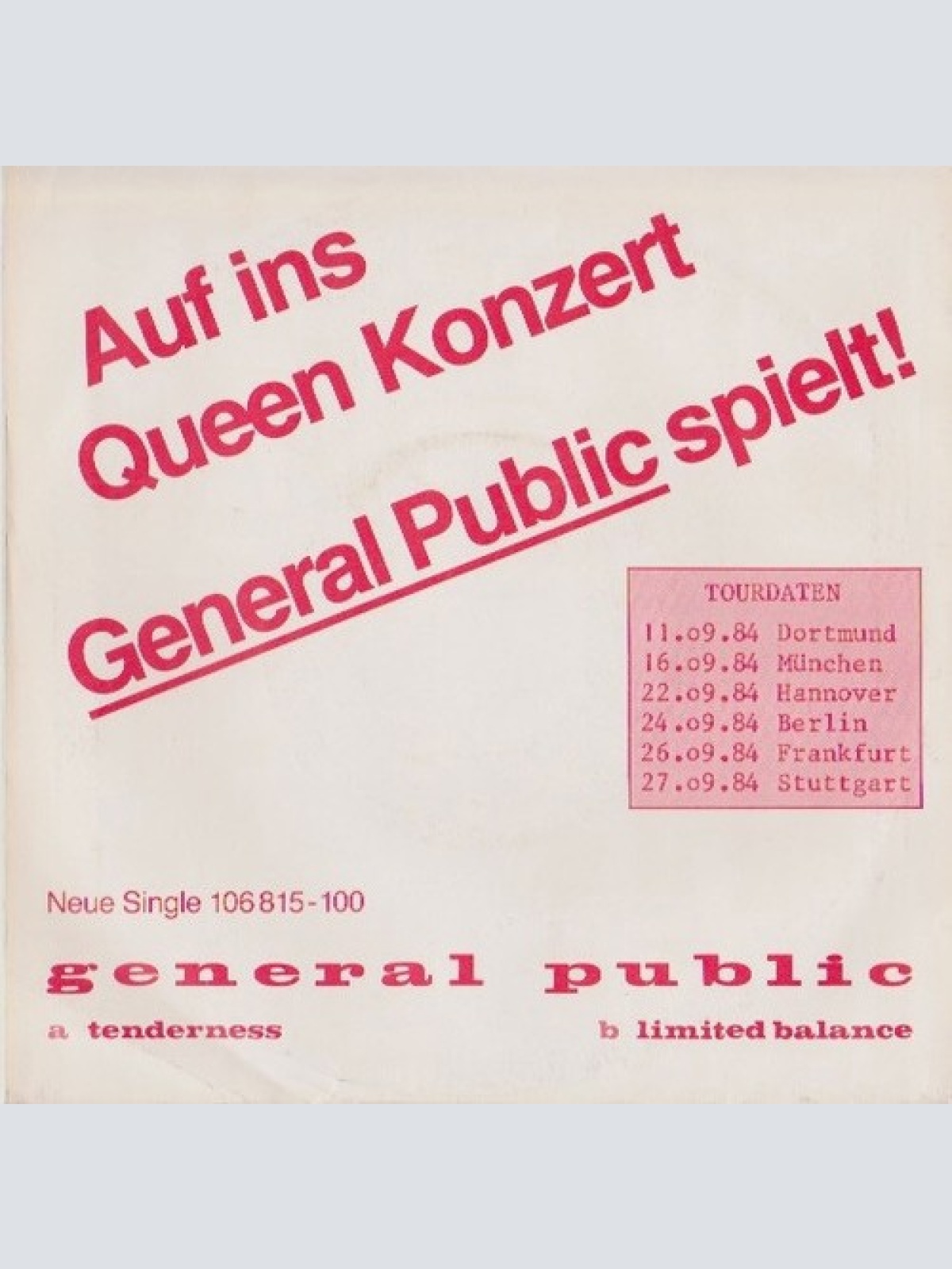 7" General Public - Tenderness