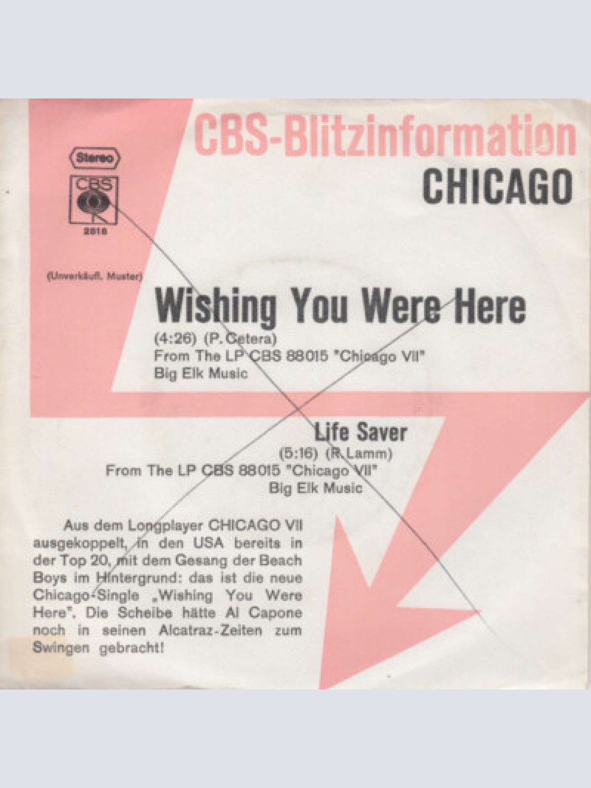 7", Promo Chicago (2) - Wishing You Were Here