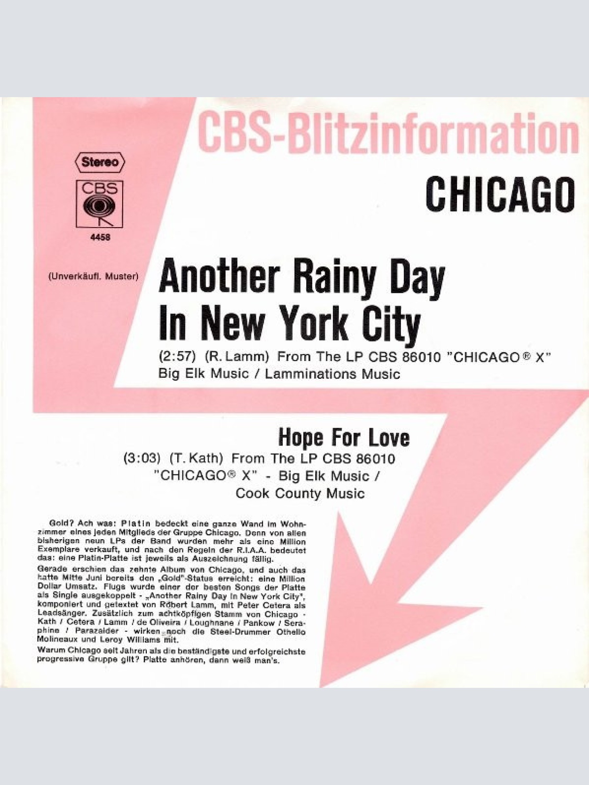 7", Single, Promo Chicago (2) - Another Rainy Day In New York City