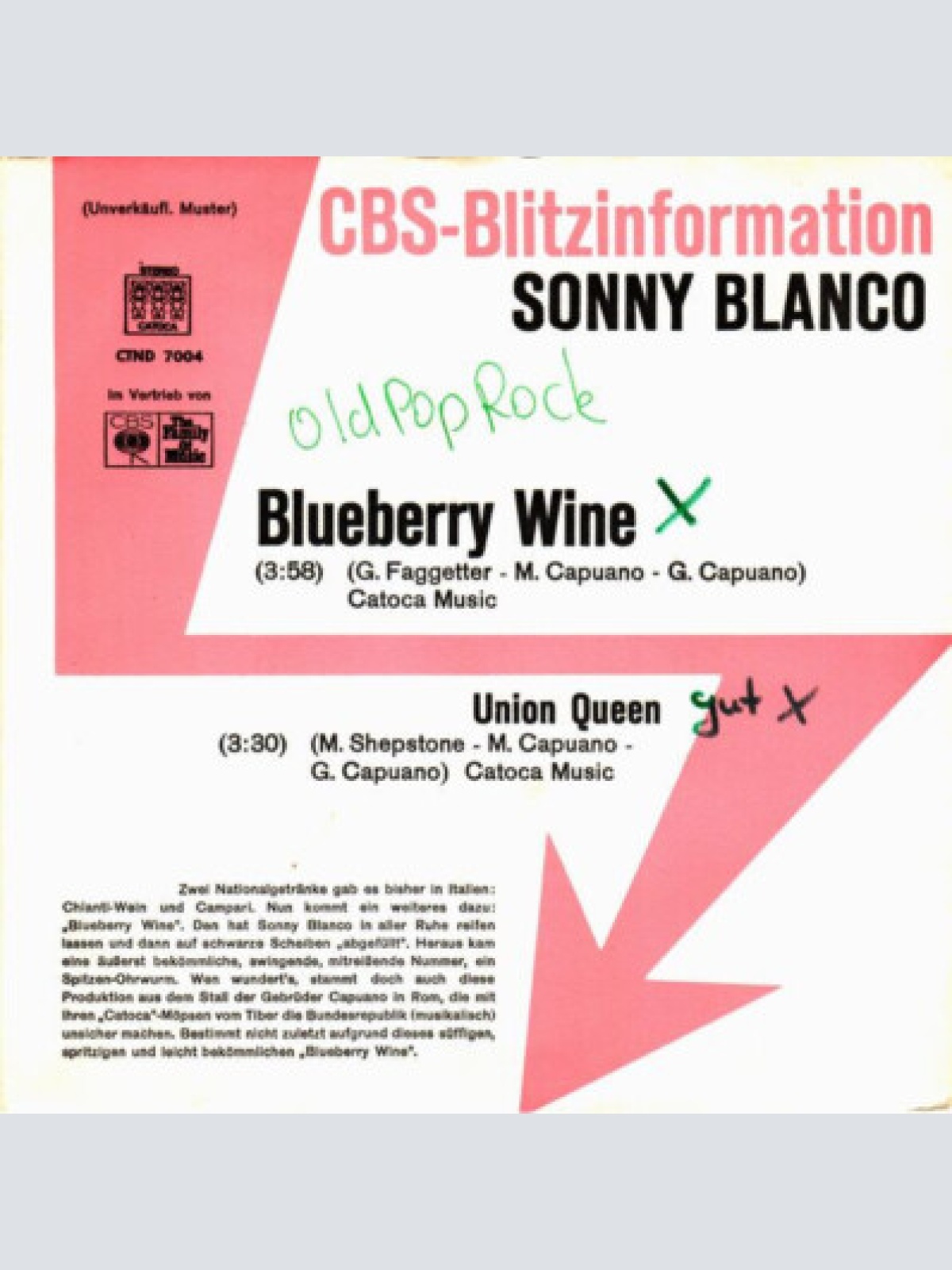 7", Single, Promo Sonny Blanco - Blueberry Wine