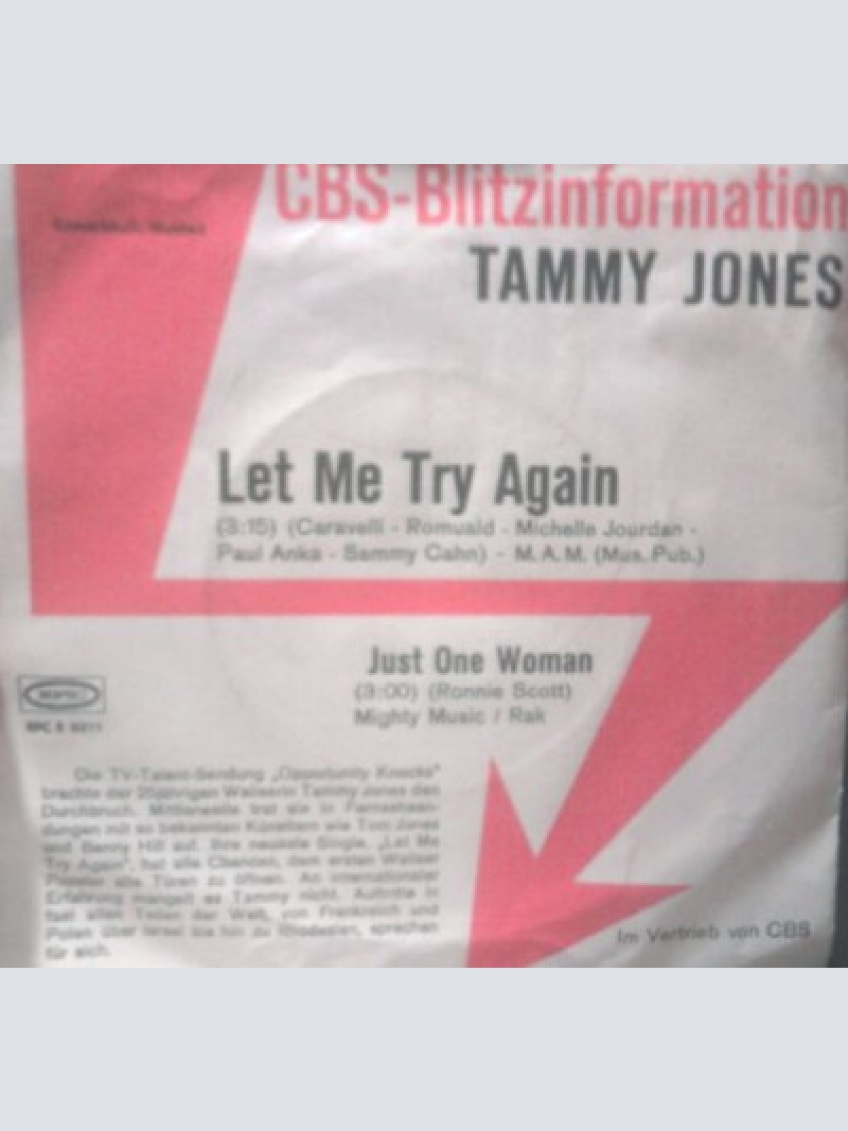 7", Single, Promo Tammy Jones - Let Me Try Again