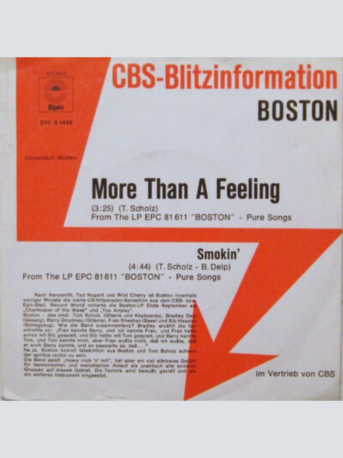 7", Promo Boston - More Than A Feeling