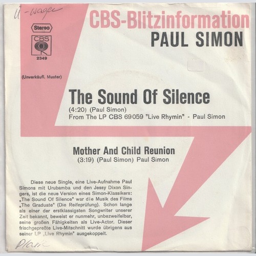 7", Single, Promo Paul Simon - The Sound Of Silence
