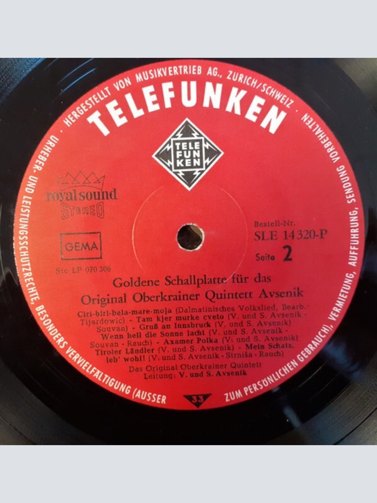 LP Original Oberkrainer Quintett Avsenik* - Goldene Schallplatte Für Das Orig...