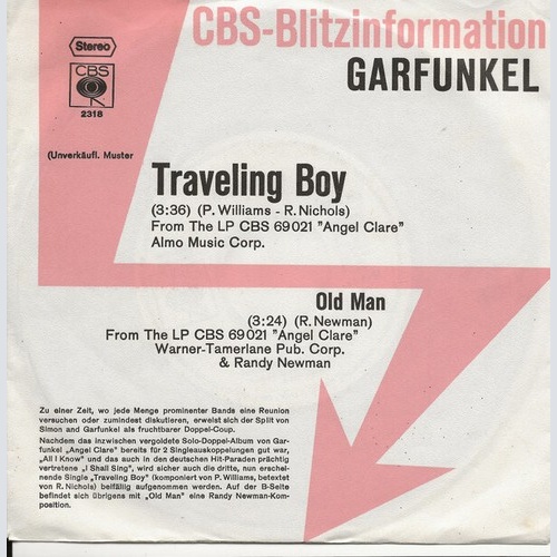 7", Single, Promo Art Garfunkel - Traveling Boy