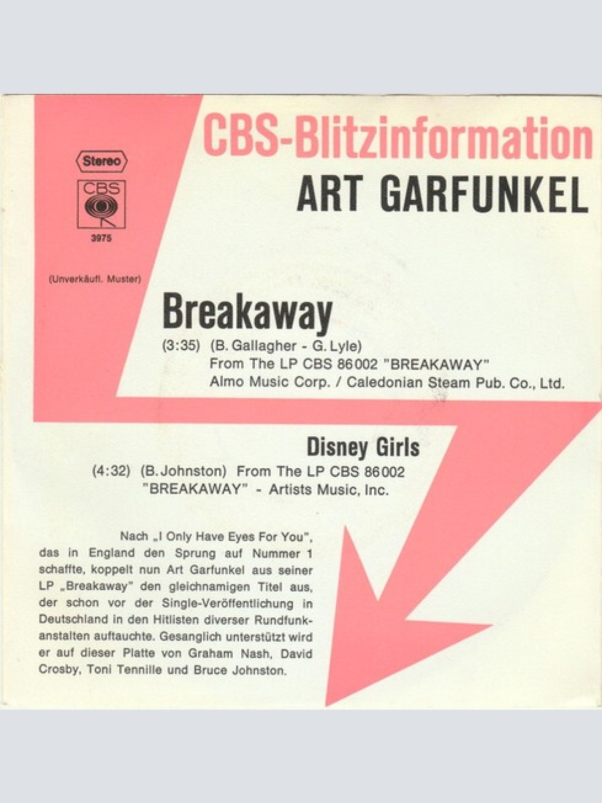 7", Single, Promo Art Garfunkel - Breakaway