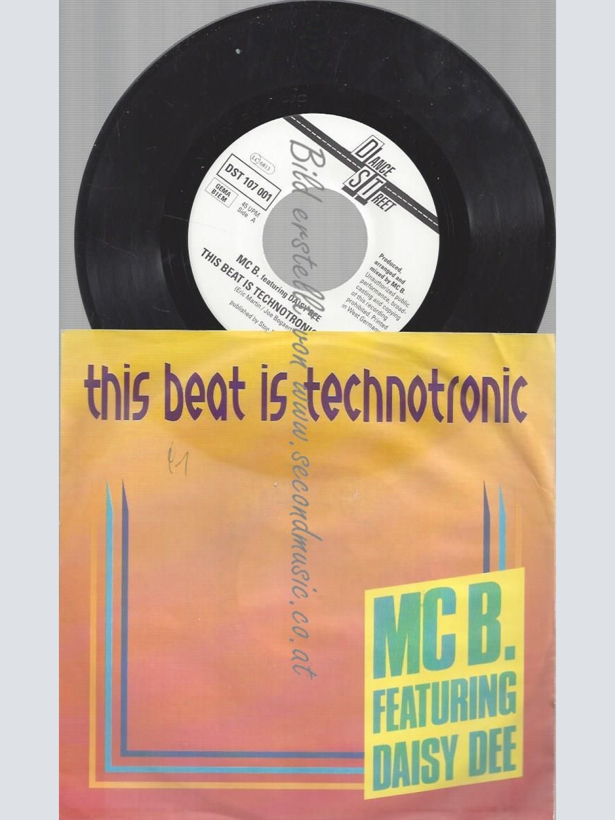 7"   MC B. Featuring Daisy Dee  This Beat Is Technotronic