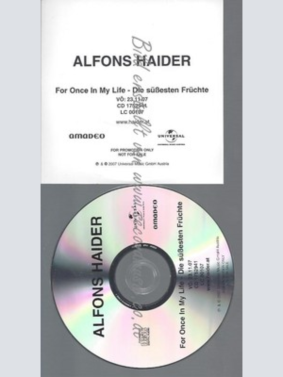 PROMO CD--ALFONS HAIDER--FOR ONCE IN MY LIFE--13TR