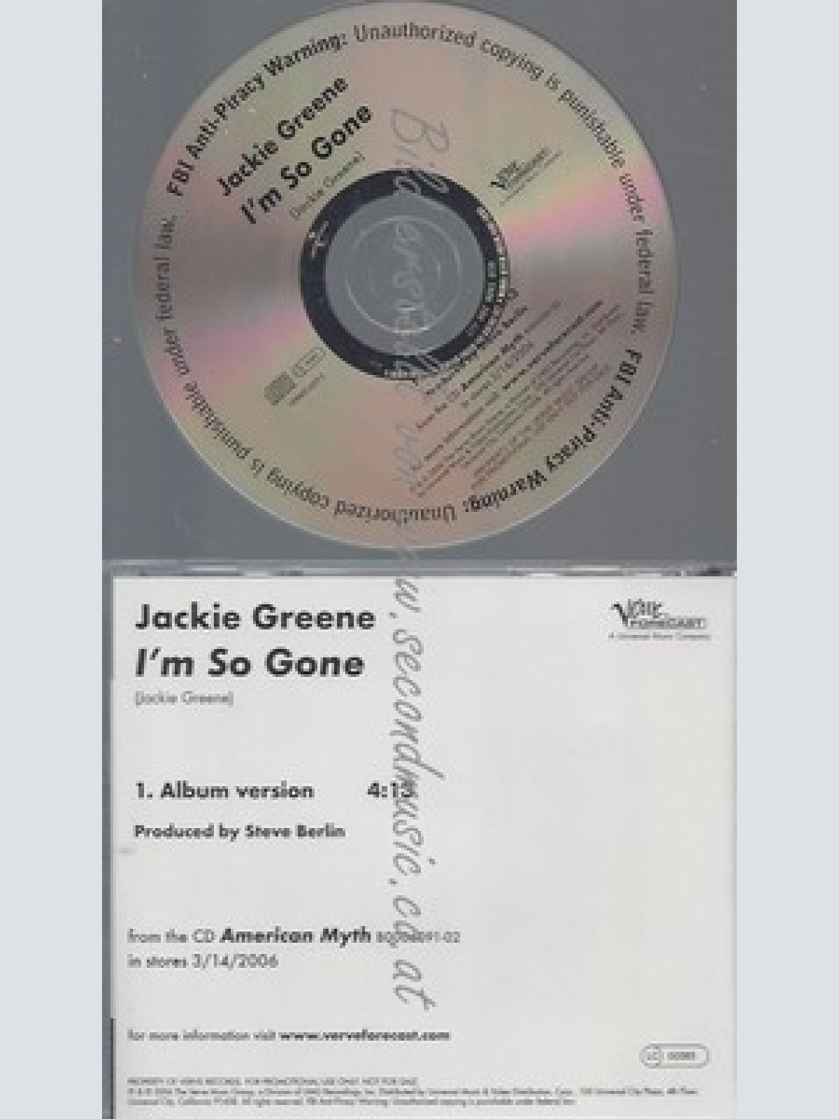 PROMO CD--JACKIE GREENE --IM SO GONE -- 1TR