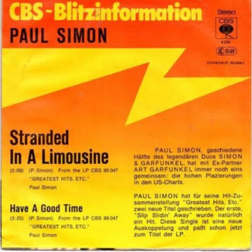 7", Single, Promo Paul Simon - Stranded In A Limousine