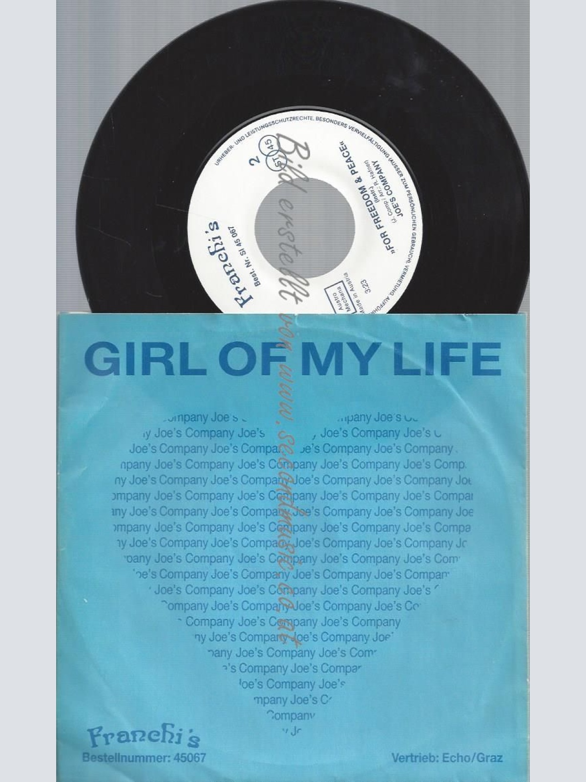 7"   Joe's Company  Girl Of My Life / For Freedom & Peace