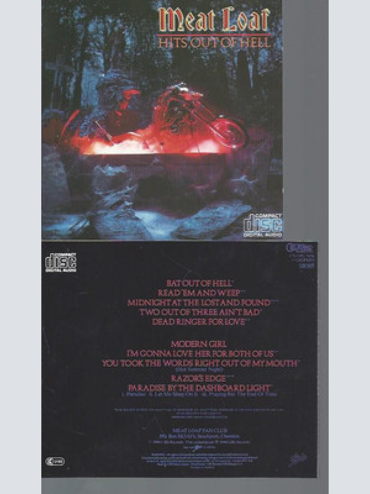CD-MEAT LOAF HITS OUT OF HELL--MADE IN  JAPAN --NO BARCODE