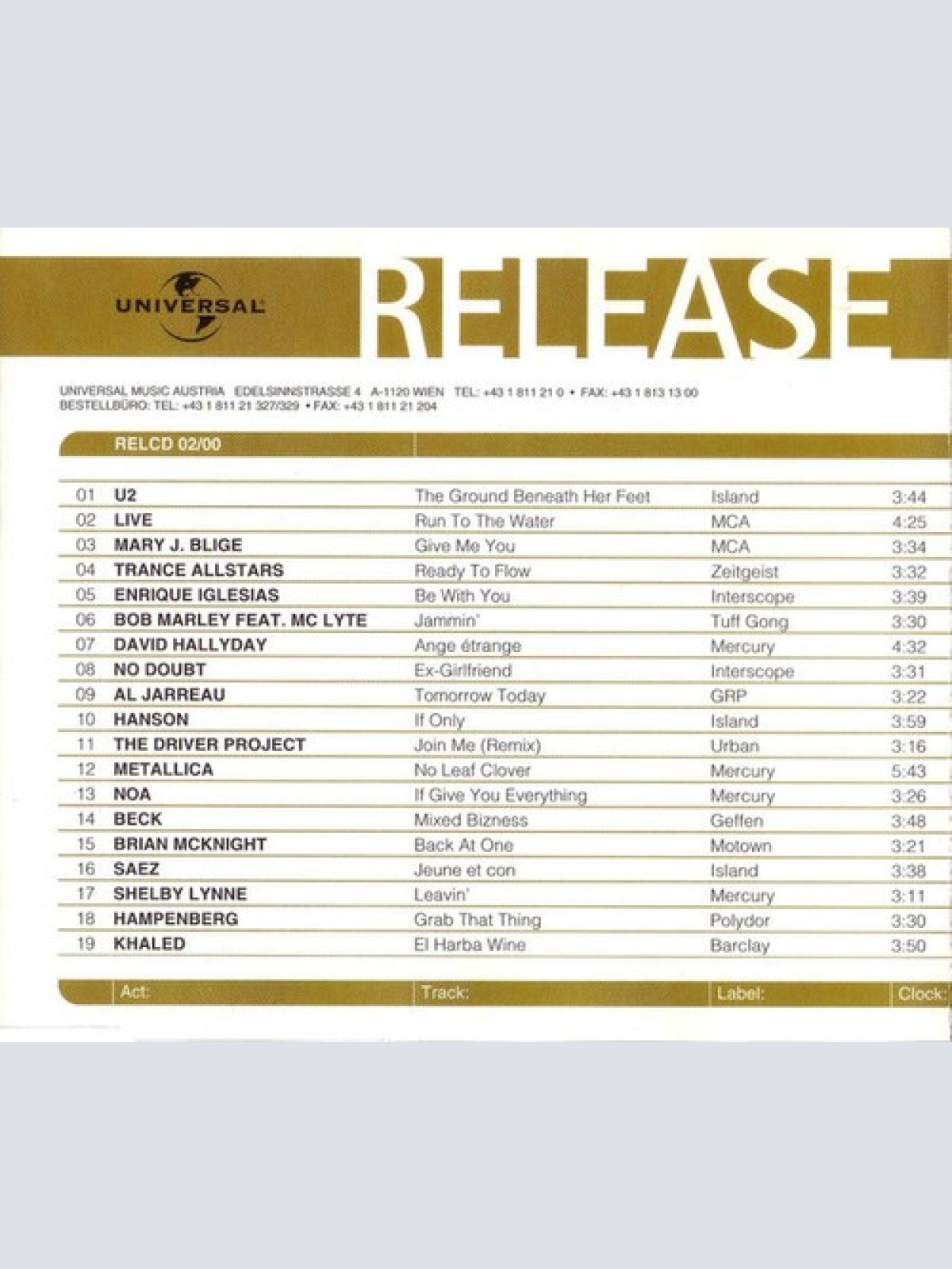 CD, Comp, Promo Various - Universal Release 02/00