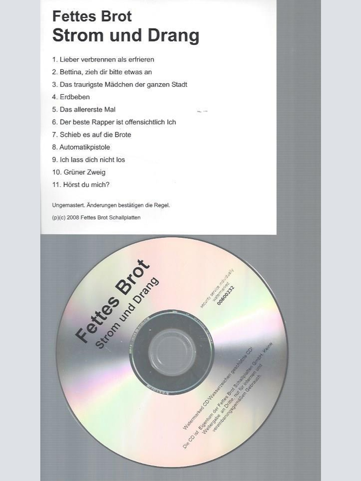 CD--FETTES BROT STURM UND DRANG //PROMO