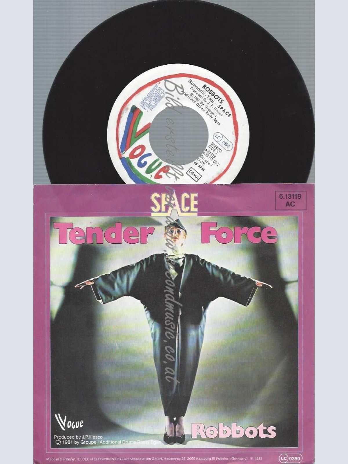 7"    Space  Tender Force  // TELDEC PROMO BACKCOVER
