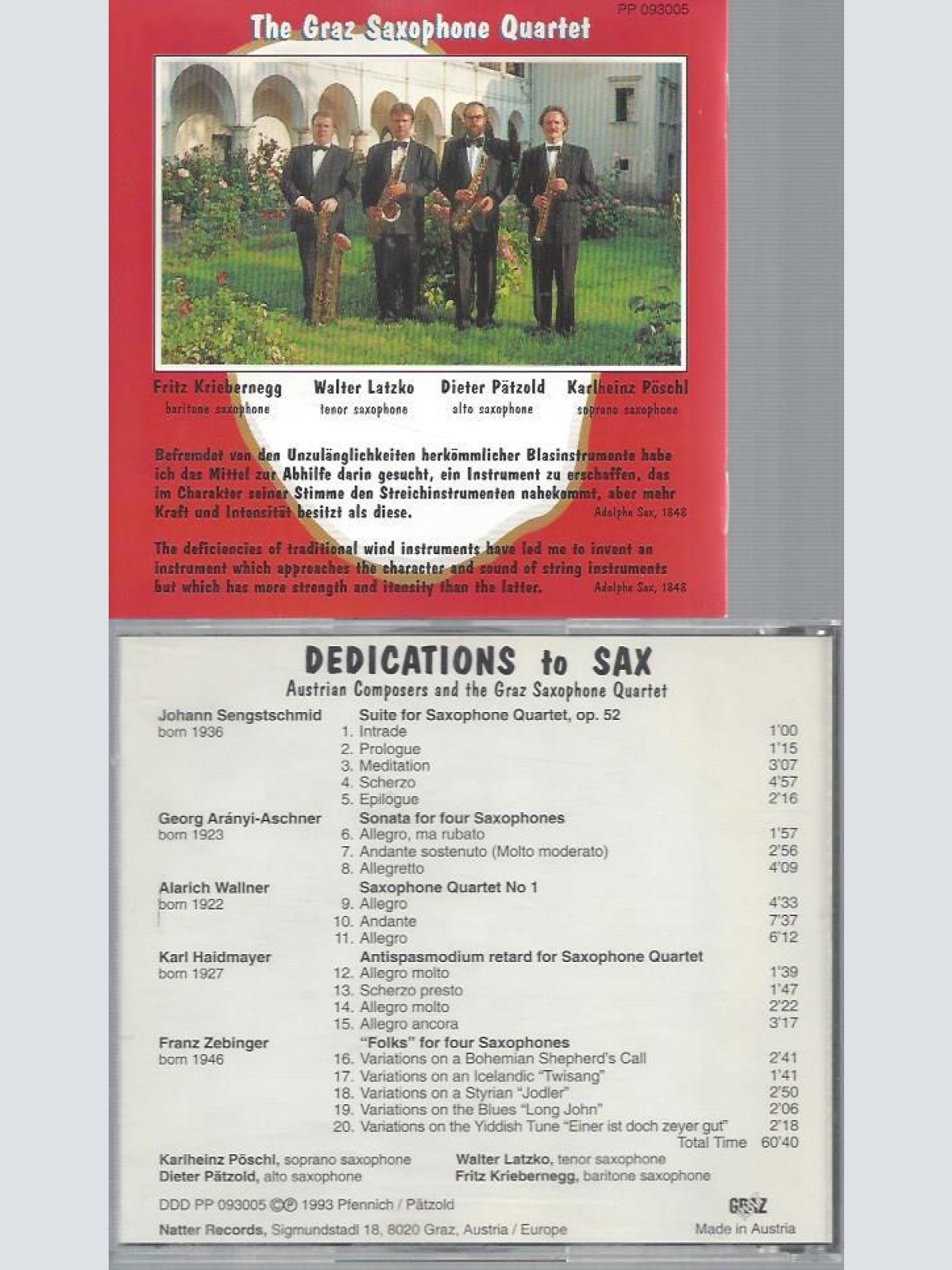 CD-- THE GRAZ SAXOPHON QUARTET // DEDICATIONS TO SAX