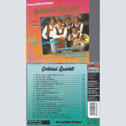CD  Ihre Grössten Erfolge!/20 Originalaufnahmen //  Goldried Quintett