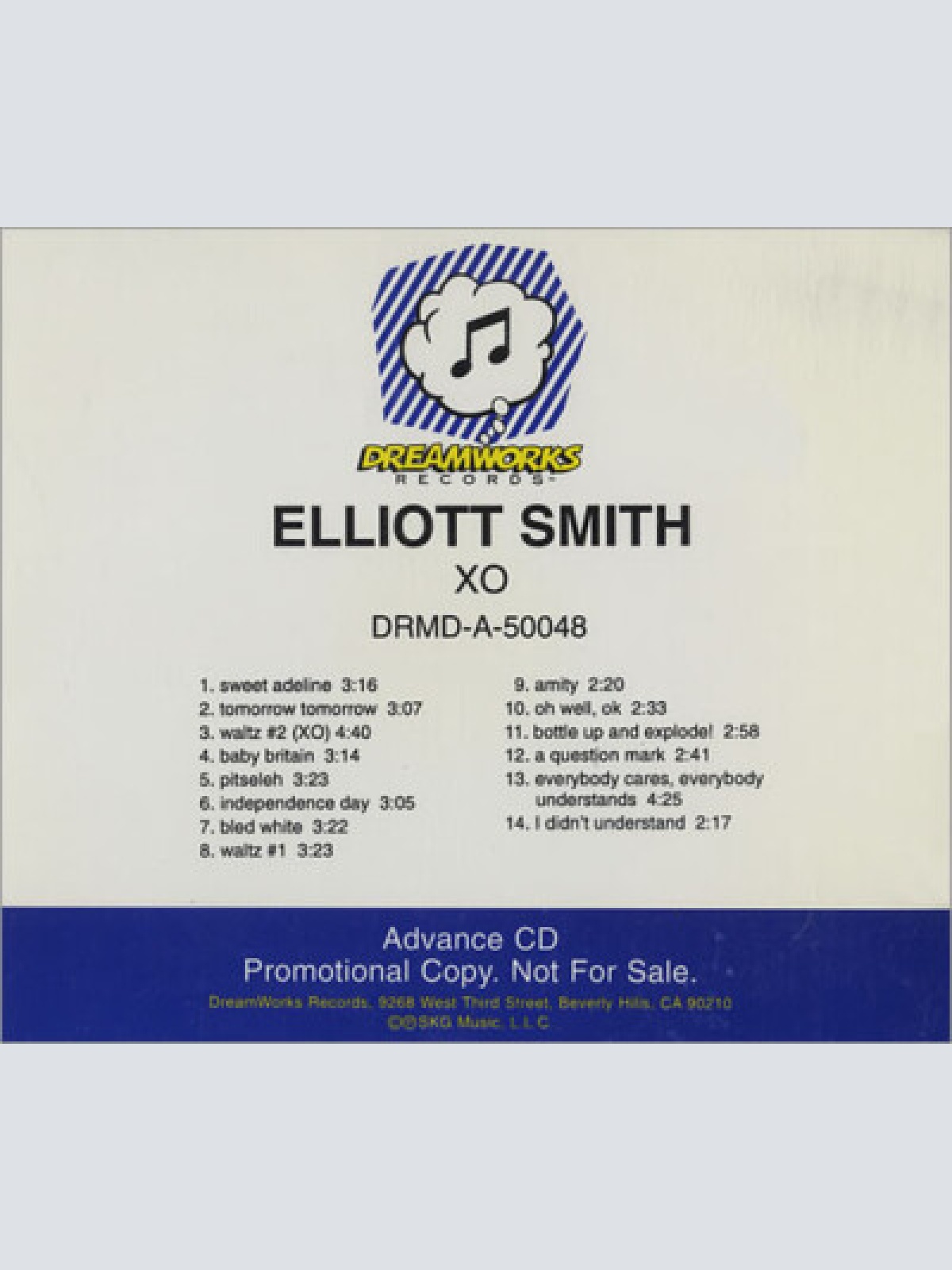 CD, Advance, Album, Promo Elliott Smith - XO