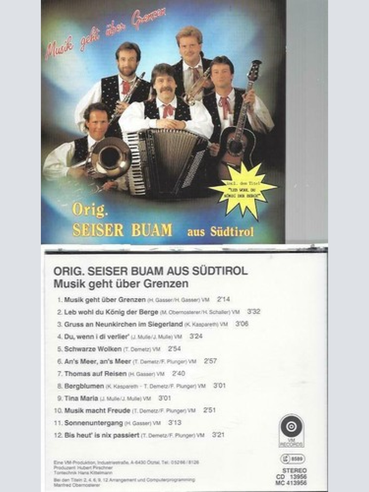 CD--Orig. Seiser Buam aus Südtirol --Musik geht über Grenzen