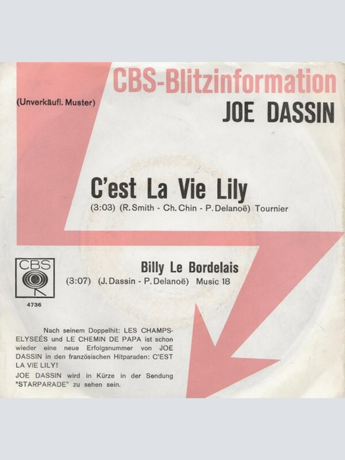 7", Single, Promo Joe Dassin - C'est La Vie, Lily