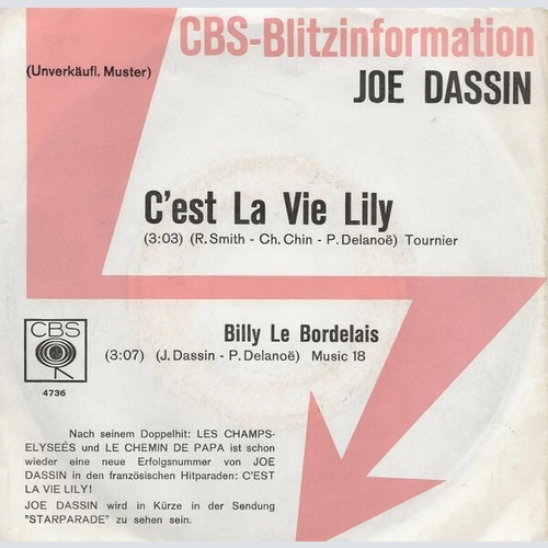 7", Single, Promo Joe Dassin - C'est La Vie, Lily