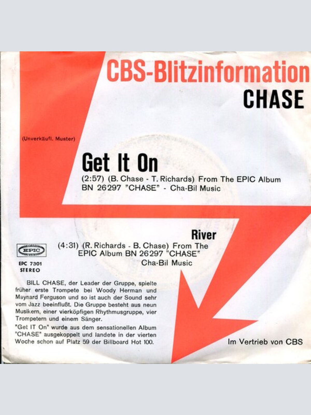 7", Promo Chase (5) - Get It On / River