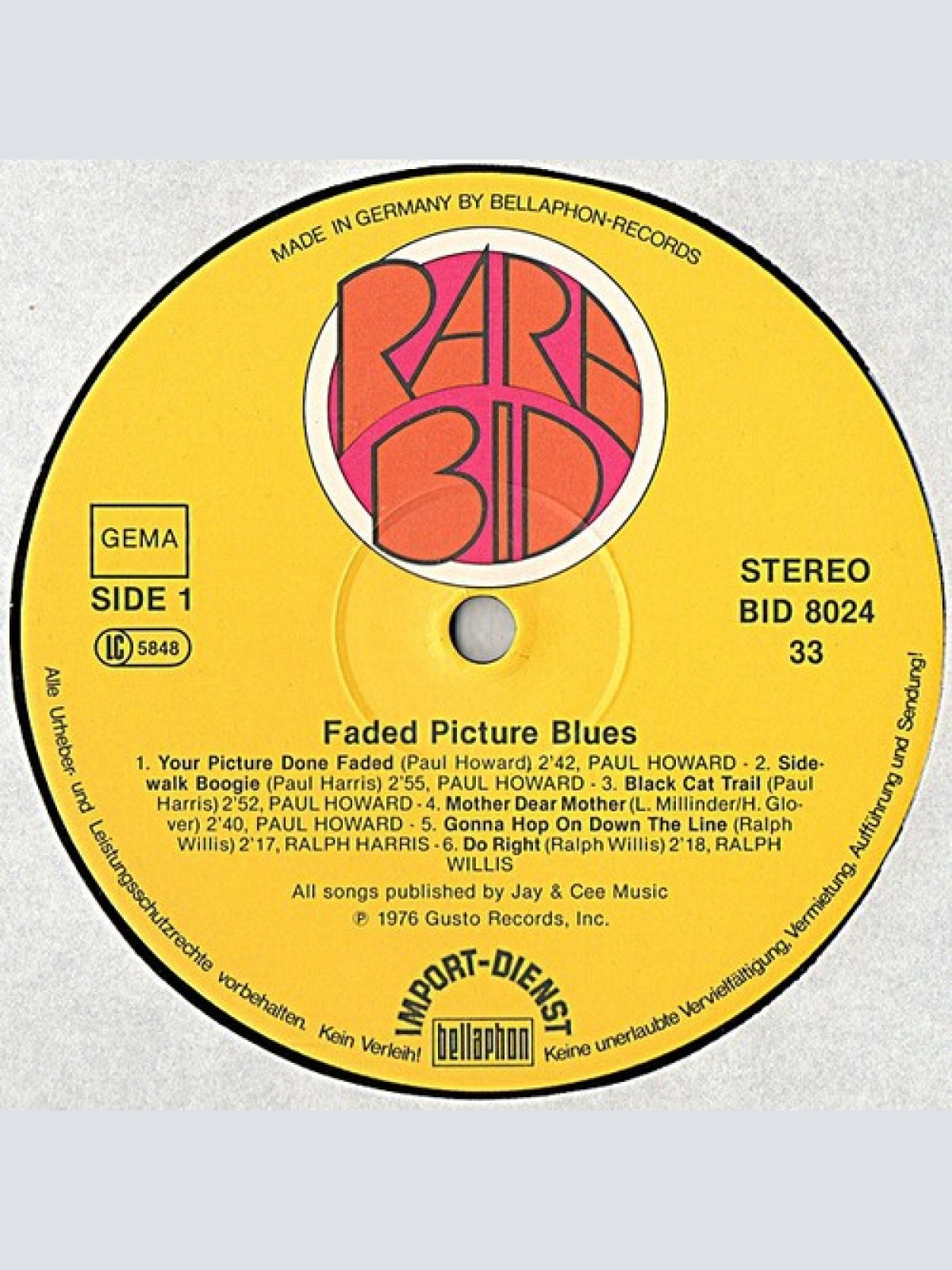 LP, Comp, RE Paul Howard (14), Ralph Willis - Faded Picture Blues