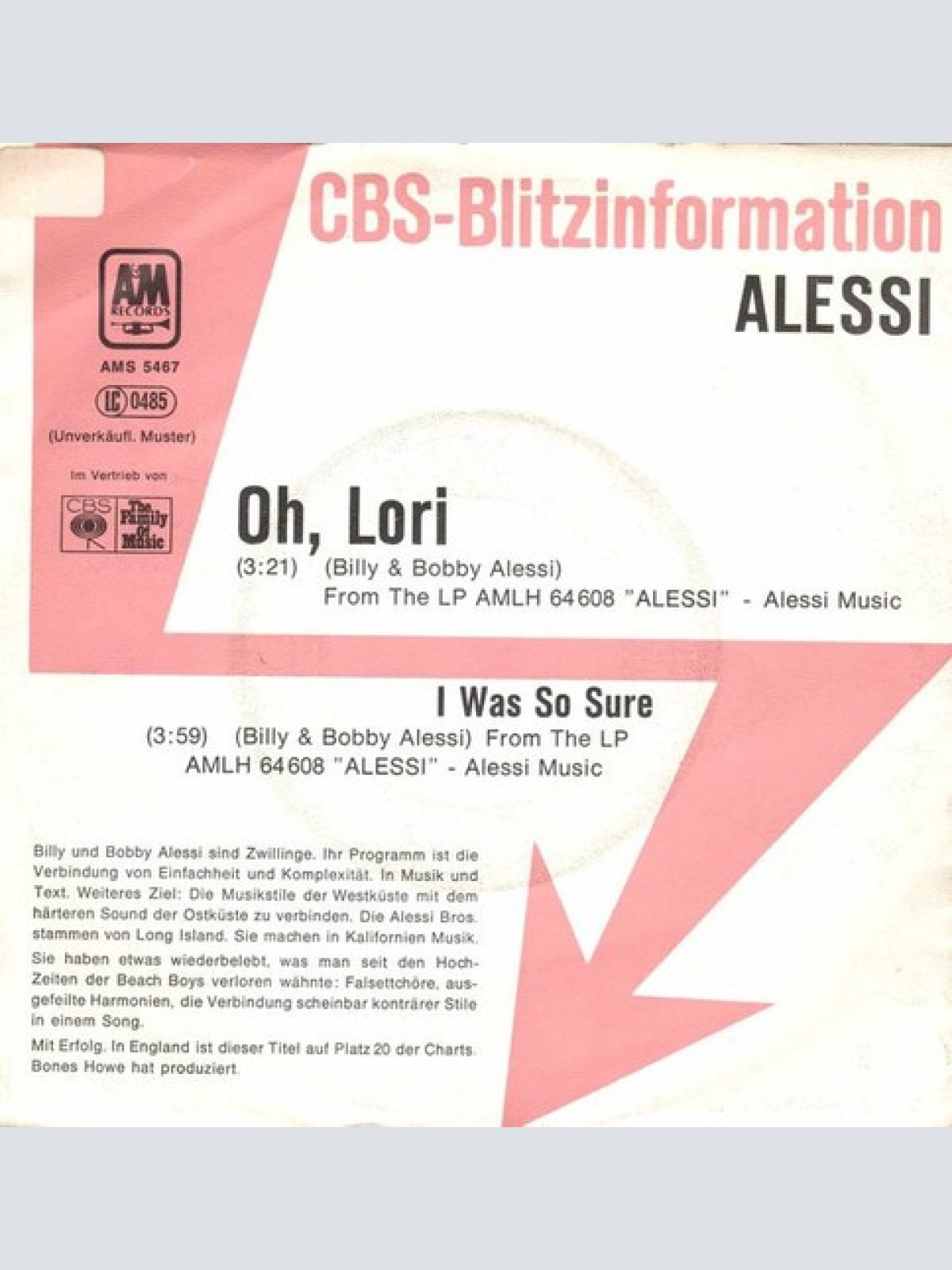 7", Single, Promo Alessi - Oh, Lori