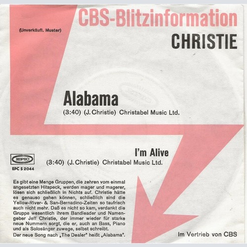 7", Promo Christie - Alabama
