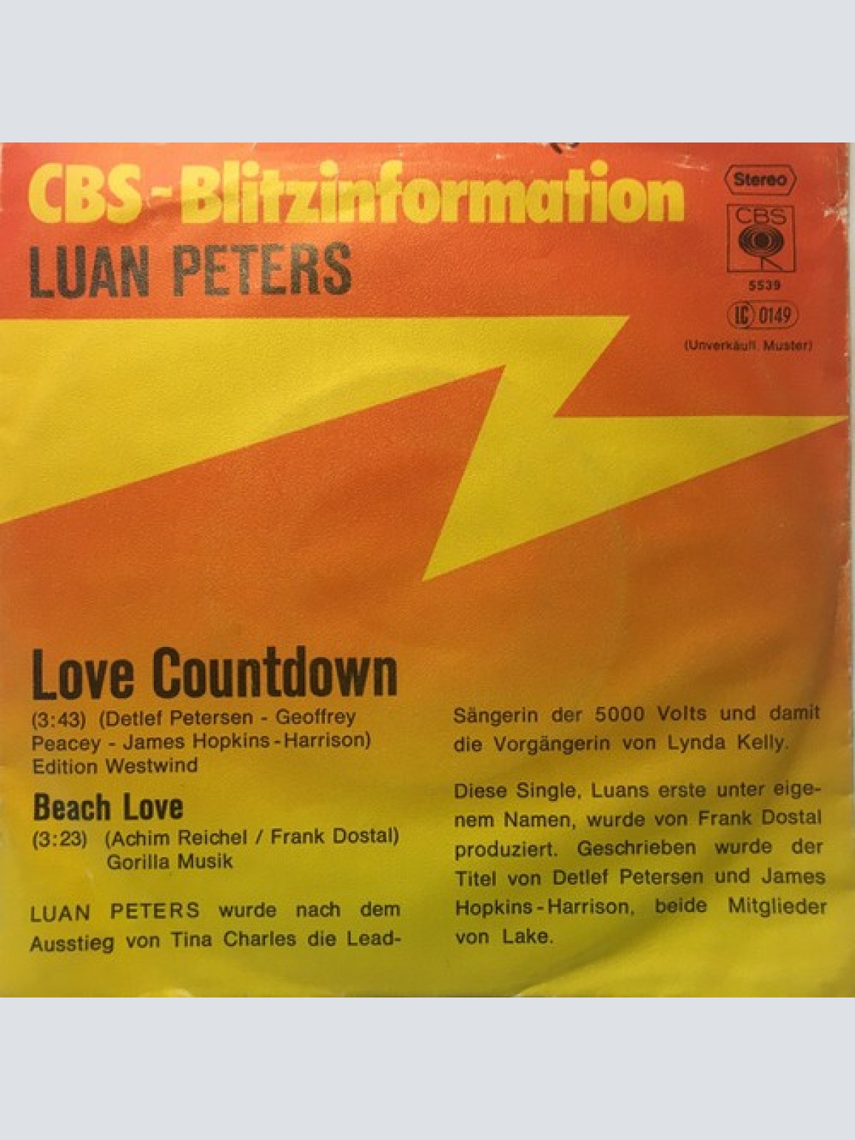 7", Single, Promo Luan Peters - Love Countdown