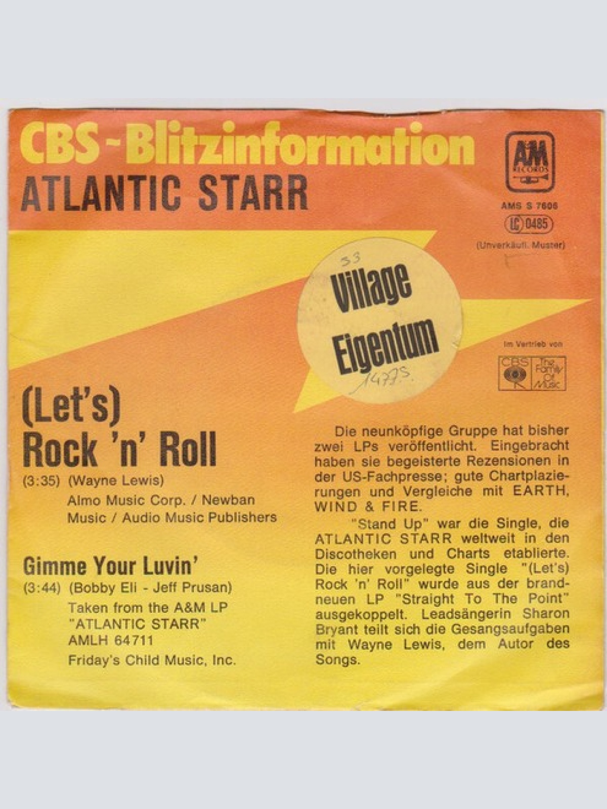 7", Single, Promo Atlantic Starr - (Let's) Rock 'N' Roll