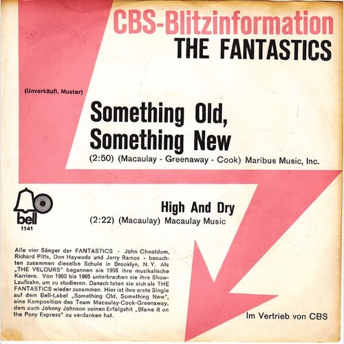 7", Single, Promo The Fantastics - Something Old, Something New / High And Dry