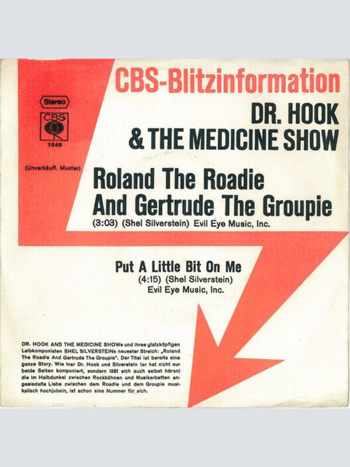 7", Single, Promo Dr. Hook & The Medicine Show - Roland The Roadie And Gertru...