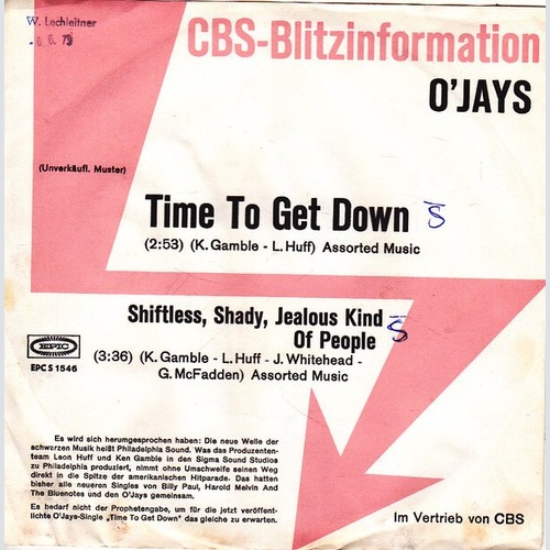 7", Promo O'Jays* - Time To Get Down