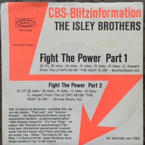 7", Single, Promo The Isley Brothers - Fight The Power Part 1/ Fight The Powe...
